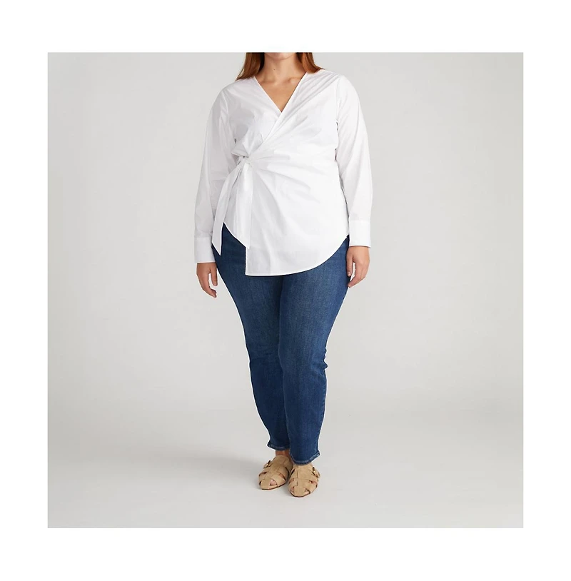 Universal Standard Women's Beacon Stretch Poplin Wrap Shirt