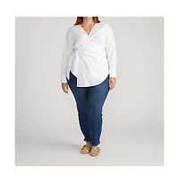 Universal Standard Women's Beacon Stretch Poplin Wrap Shirt