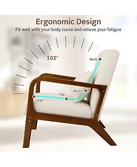 Gouun Modern Accent Chair with Rubber Wood Frame and Lumbar Pillow