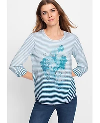 Olsen Women's Stripe & Placement Print T-Shirt
