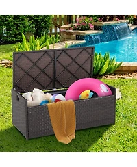 Gouun 34 Gallon Patio Storage Bench with Seat Cushion and Zippered Liner