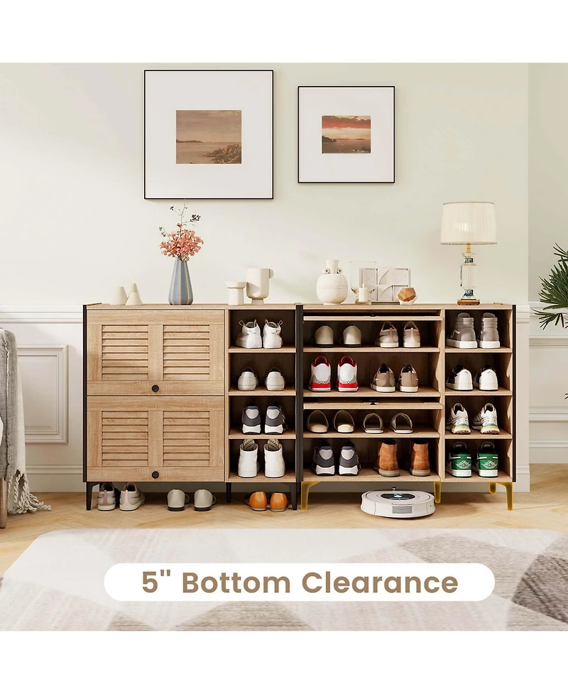 Costway Shoe Storage Cabinet with Flip Doors Adjustable and Removable Shelves for Entryway
