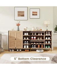 Costway Shoe Storage Cabinet with Flip Doors Adjustable and Removable Shelves for Entryway