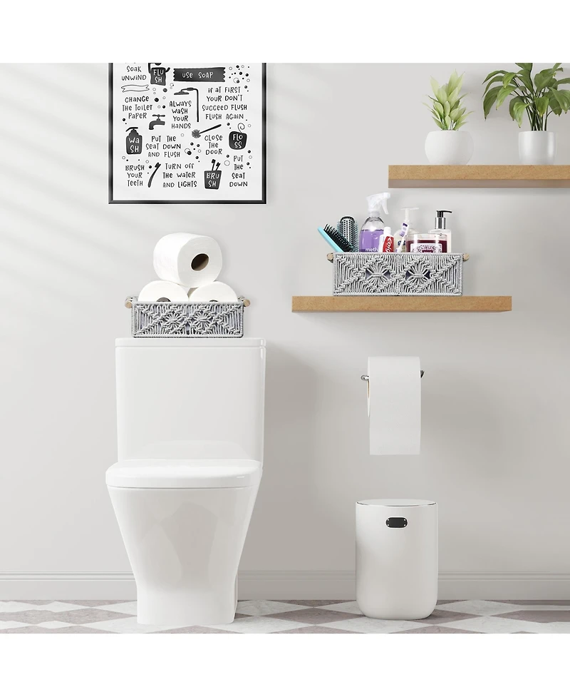 Sorbus 2-Pack Handmade Storage Paper Rope Baskets Set: Bohemian Design for Household Essentials - Durable, Compact, Perfect All Decor