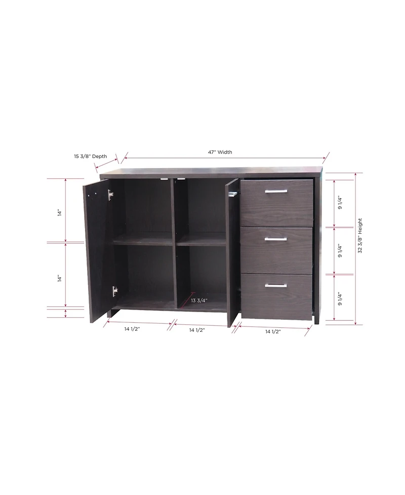 Kings Brand Furniture Lebeau Buffet Storage Cabinet, Oak Chocolate