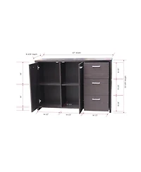 Kings Brand Furniture Lebeau Buffet Storage Cabinet, Oak Chocolate
