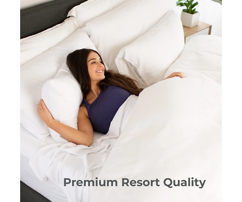 Cariloha Luxurious Sateen Duvet Cover | Queen | Solid White | Viscose Material | Soft, Comfortable & Wicks Moisture