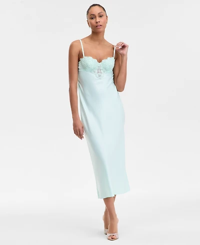 I.n.c. International Concepts Women's Lace Applique Satin Nightgown, Exclusively at Macy's