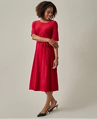 Kasper Women's Tie-Waist Short-Sleeve Fit & Flare Dress