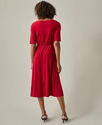 Kasper Women's Tie-Waist Short-Sleeve Fit & Flare Dress
