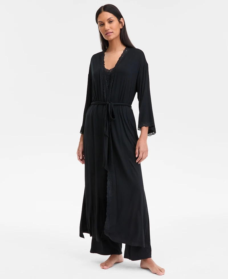 I.n.c. International Concepts Women's Lace-Trim Knit Robe, Exclusively at Macy's