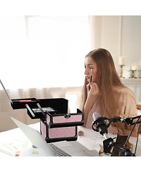 Byootique Makeup Train Case Cosmetic Organizer w/ Mirror Artist Grace ForgetMeNot