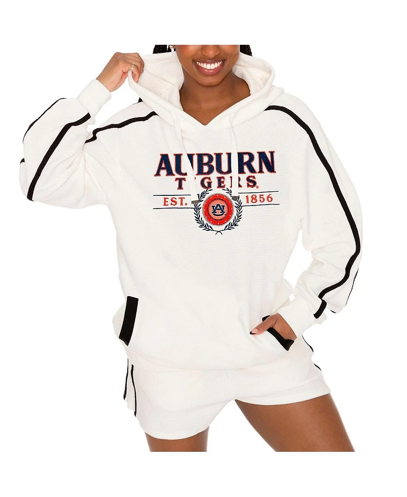 Gameday Couture Women's Cream Auburn Tigers Down, Set, Go Pullover Hoodie and Shorts Set