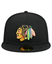 New Era Men's Black Chicago Blackhawks Core 59FIFTY Fitted Hat