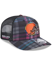 New Era Men's Black Cleveland Browns 2024 Nfl Crucial Catch Plaid 9SEVENTY Trucker Snapback Hat