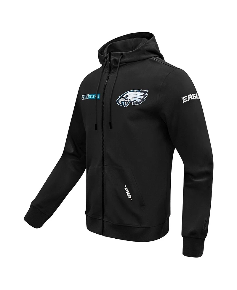 Pro Standard Men's Black Philadelphia Eagles Split Logo Double Knit Full-Zip Hoodie