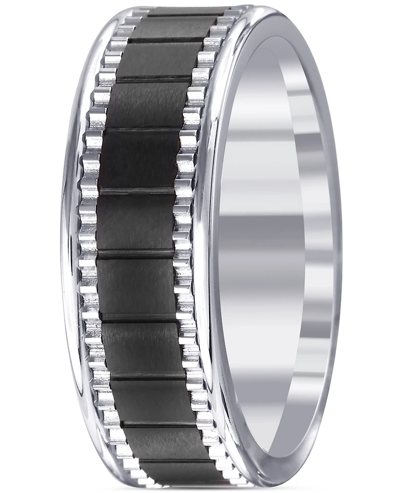 Men's Black Ceramic & Stainless Steel Band