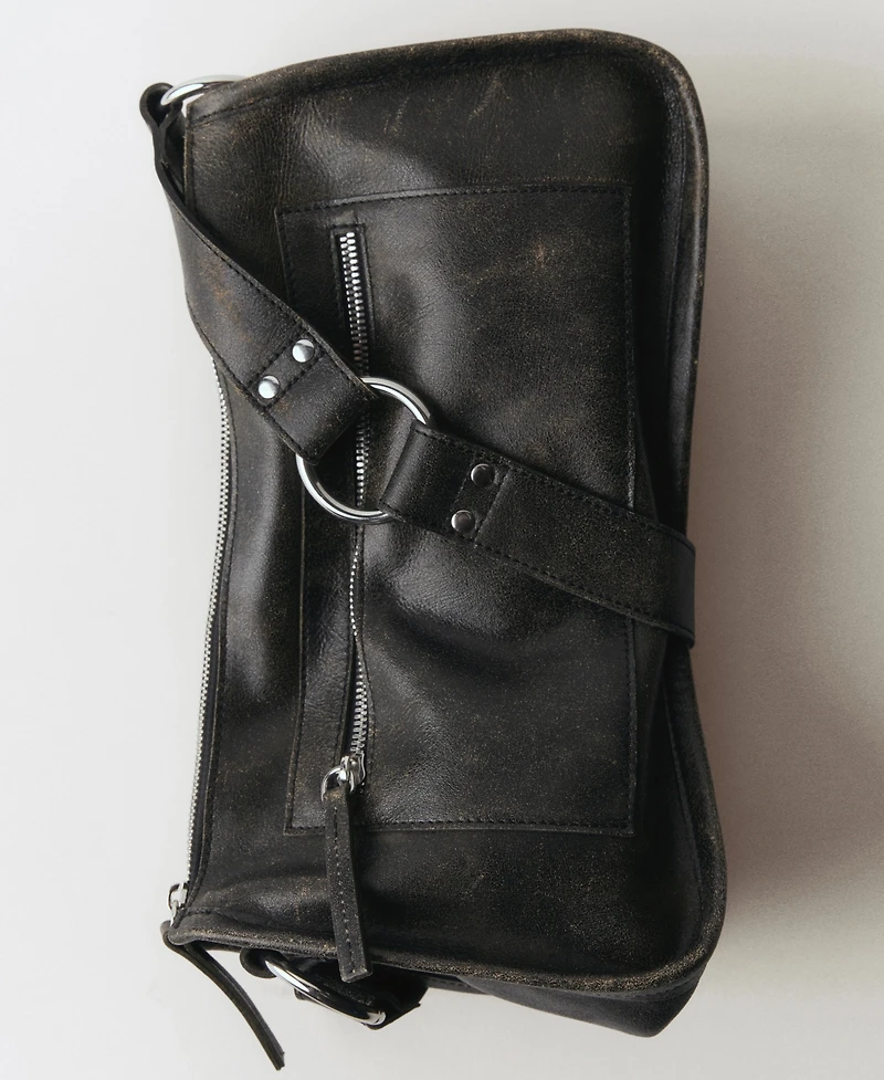 Mango Women's Metallic Details Leather Bag