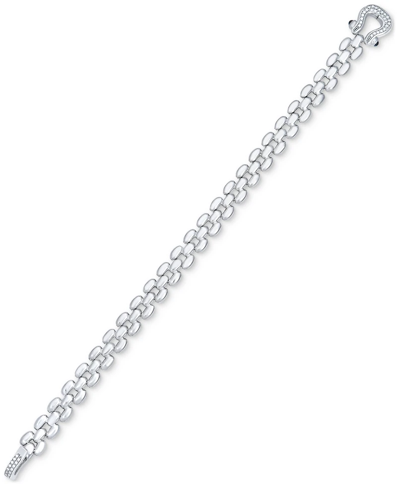 Diamond Horseshoe Clasp Panther Link Chain Bracelet (1/5 ct. t.w.) in Sterling Silver