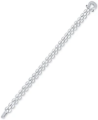 Diamond Horseshoe Clasp Panther Link Chain Bracelet (1/5 ct. t.w.) in Sterling Silver