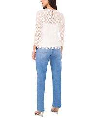 Vince Camuto Women's Lace Crewneck 3/4-Sleeve Top