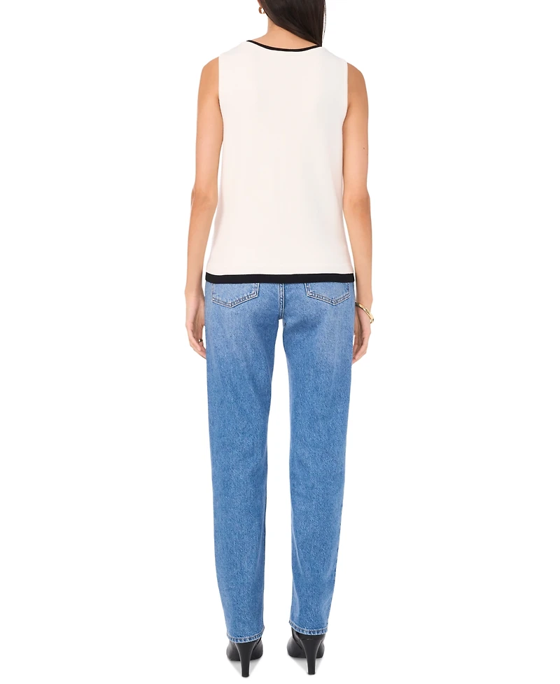 Vince Camuto Women's Contrast-Trim Sleeveless Sweater