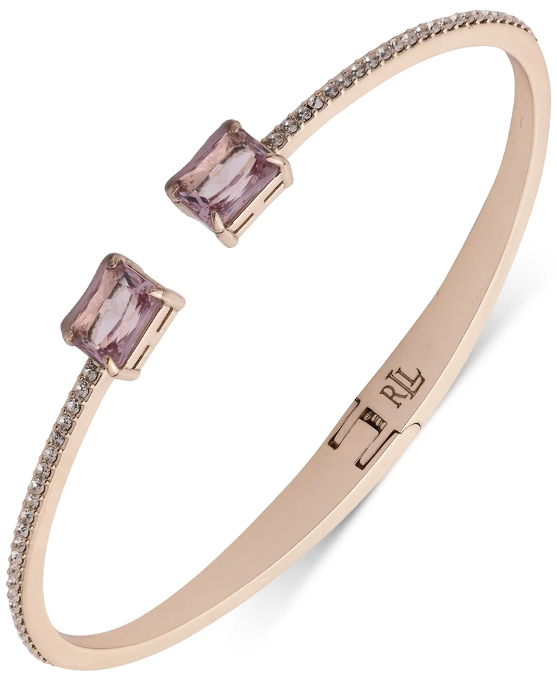 Lauren Ralph Gold-Tone Square Stone Bangle Bracelet