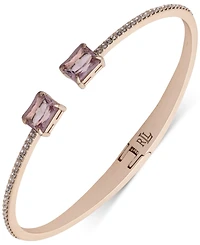 Lauren Ralph Gold-Tone Square Stone Bangle Bracelet