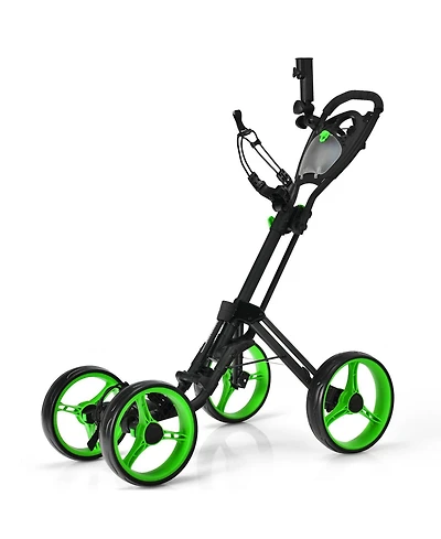 Gymax 4 Wheels Folding Golf Push Cart W/ Adjustable Handle Foot Brake