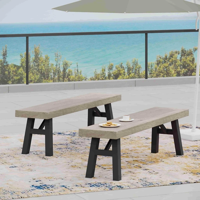 Acacia Wood Dining Bench–Indoor/Outdoor Bench for Living Room or Patio(2PK)-The Pop Home