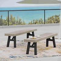 Acacia Wood Dining Bench–Indoor/Outdoor Bench for Living Room or Patio(2PK)-The Pop Home