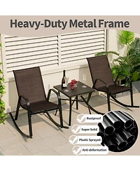 Gouun Set of 2 Heavy-Duty Metal Patio Rocking Chair with Breathable Seat Fabric