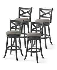 Swivel Bar Stools Set of Bar Height Chairs with Hollow Back Soft-padded Seat