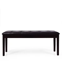 Gymax Upholstered Pu Dining Room Bench Solid Wood Button Tufted Dining Room Bench