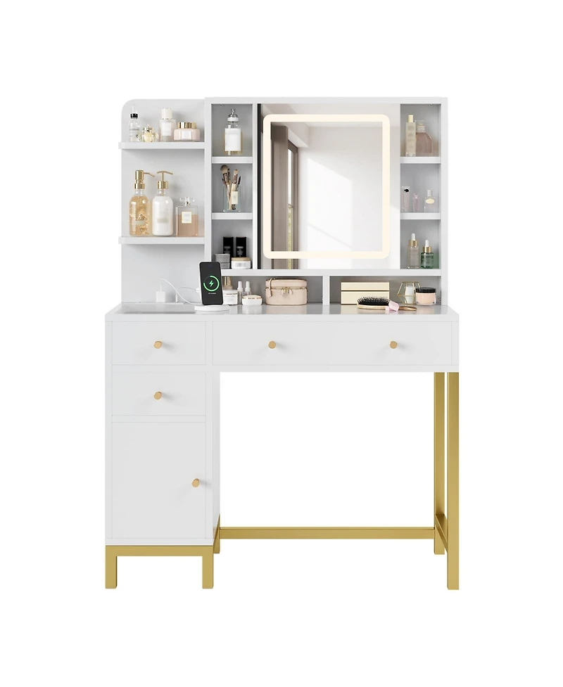 gaomon Makeup Vanity with Led Lighted Mirror & Power Outlet