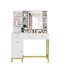 gaomon Makeup Vanity with Led Lighted Mirror & Power Outlet