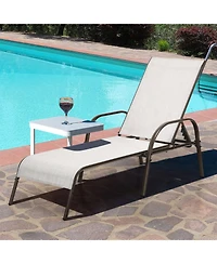 Gouun 2 Pcs Outdoor Patio Lounge Chair Chaise Fabric with Adjustable Reclining Armrest