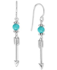 Stone Bead & Arrow Linear Drop Earrings Sterling Silver