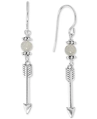 Stone Bead & Arrow Linear Drop Earrings Sterling Silver
