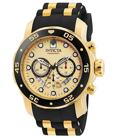 Invicta Men's 17566 Pro Diver Scuba Quartz 3 Hand Gold Dial Watch