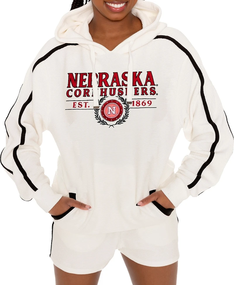 Gameday Couture Women's Cream Nebraska Huskers Down, Set, Go Pullover Hoodie and Shorts Set