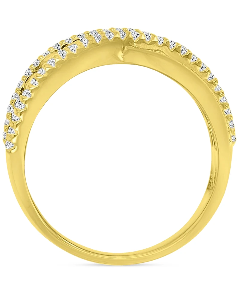 Simulated Emerald Nano & Cubic Zirconia Crossover Statement Ring 14k Gold-Plated Sterling Silver (Also available Blue Spinel and Zirconia)