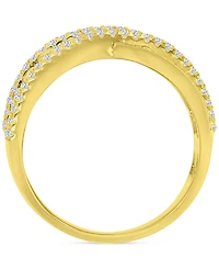 Simulated Emerald Nano & Cubic Zirconia Crossover Statement Ring 14k Gold-Plated Sterling Silver (Also available Blue Spinel and Zirconia)