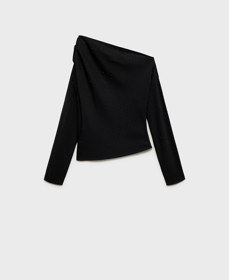 Mango Women's Asymmetrical Sequined Blouse