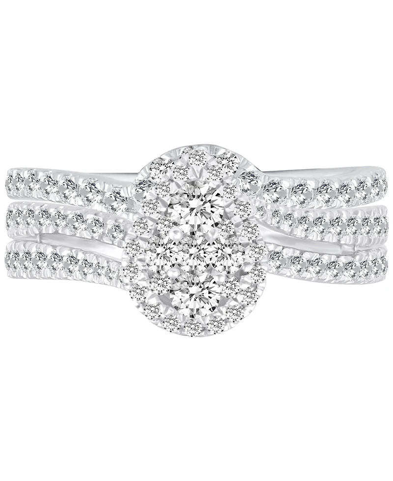 Diamond Pear Shaped Cluster Bridal Set (1 ct. t.w) in 14k White Gold