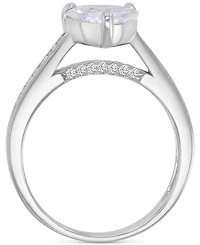 Cubic Zirconia Heart & Round Promise or Engagement Ring Sterling Silver