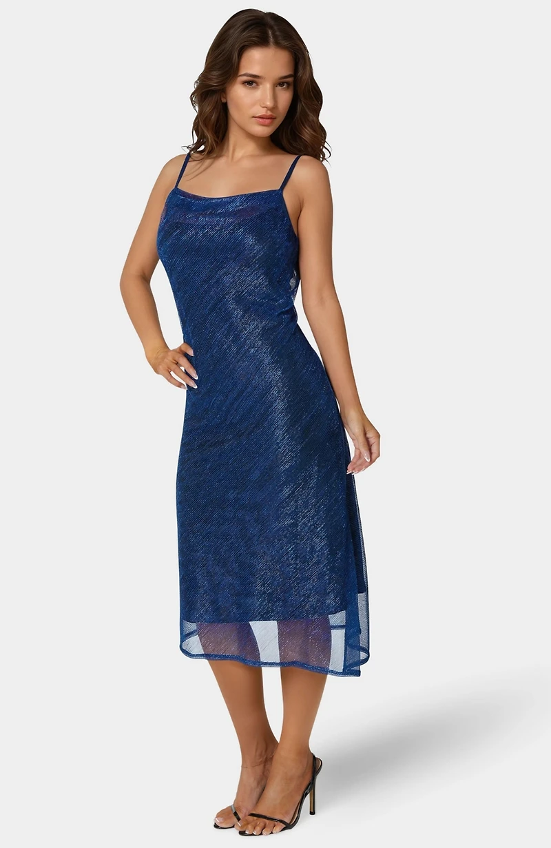 Bebe Women's Pleat Cowl Midi Dress