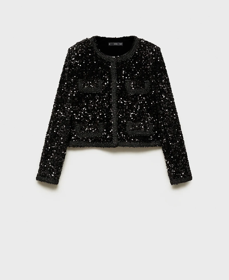 Mango Women's Pockets Detail Sequin Jacket