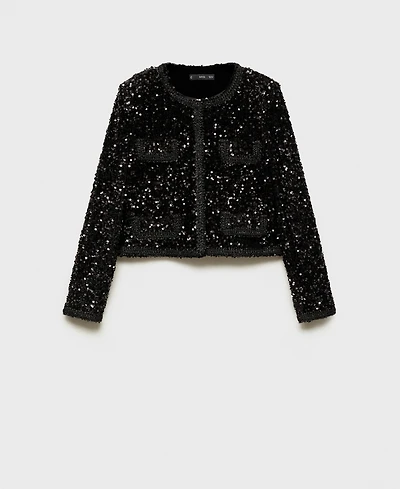 Mango Women's Pockets Detail Sequin Jacket