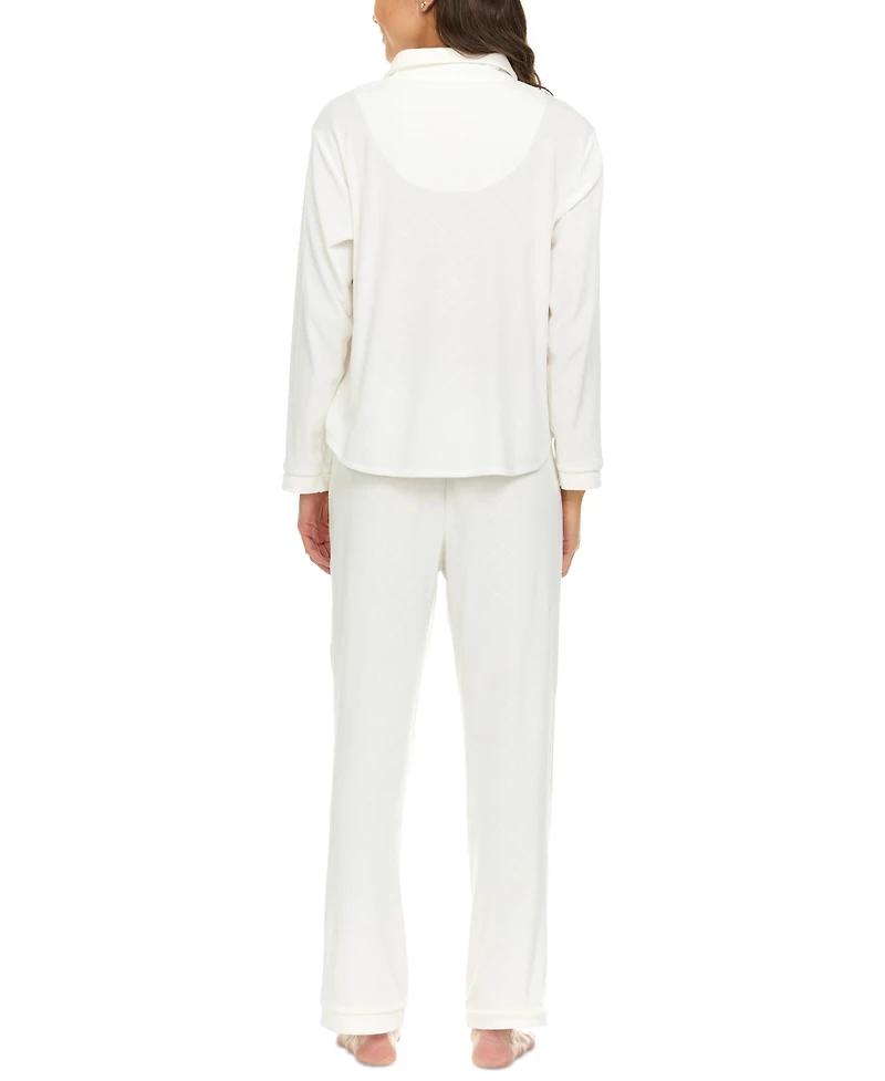 Flora by Flora Nikrooz Women's Addie Printed Velour Long Sleeve Pajama Set